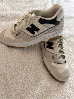 New Balance 550 White Gray Black Athletic Sneakers